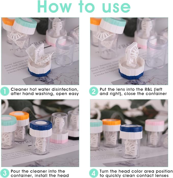 Sibba 5 Pieces Manually Contact Lens Washer Cleaner, Lens Cleaning Container for Everyday Use, Contact Lens Cases, Contact Lens Soak Storage Kit for Travel Home - Image 5
