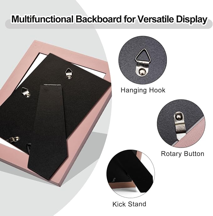 5x7 Picture Frame in Pink with Classic Rope Edge, Solid Wood with Real Glass, Display 5x7 Photos Matted to 4x6, Vertical and Horizontal Desk Tabletop or Wall Hanging - Image 5