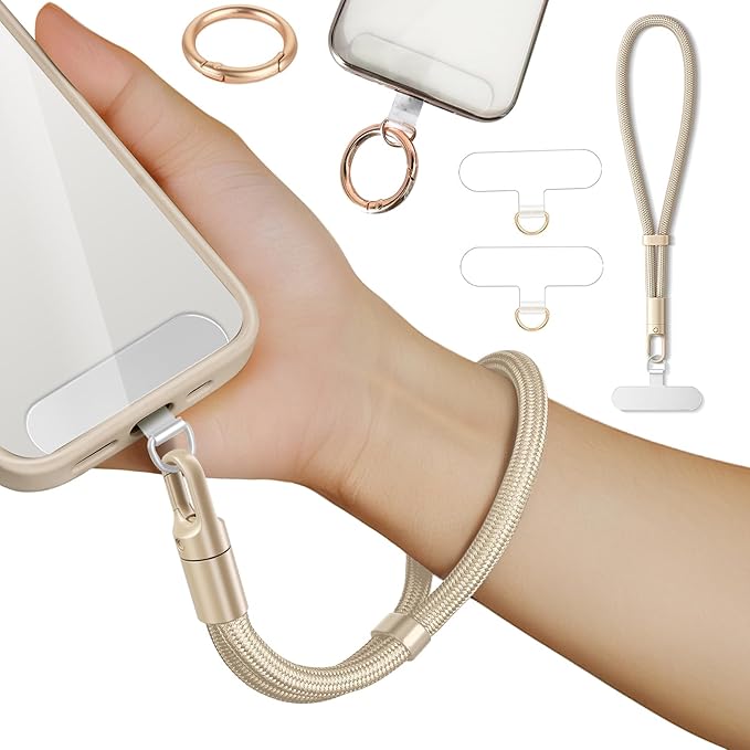 Phone Wrist Strap Lanyard Hand Universal Adjustable Phone Finger Grip Wristlet with 3 Patches Tether Anti Theft for iPhone 16 Pro Max 15 14 Charms for Keychain USB Flash Drive Wallet ID Name Tag Camel by Casecond