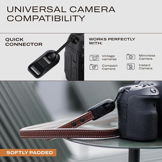 Slim Leather Camera Strap with Quick Release, Neck, Shoulder Strap - Image 3