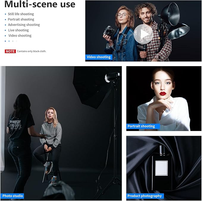 NEEWER 10 x 12FT / 3 x 3.6M PRO Photo Studio Premium Polyester Collapsible Backdrop Background for Photography, Video and Television (Backdrop ONLY) - Black - Image 5