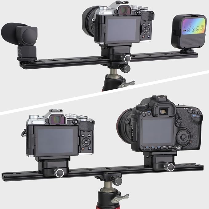 LEFTFOTO 400mm Lengthened Quick Release Double Dovetail Slide Rail Universal QR Plate, with ARRI Locating Hole, 1/4" & 3/8" Threads, Cold Shoe - for DSLR Camera Tripod Ballhead - Image 2