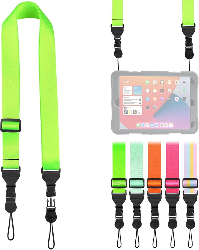 FIEIL Nylon iPad Strap, Adjustable Camera Neck Strap, Comfortable Shoulder Strap for iPad, Cellphone Tablet, Camera, Laptop, Binocular, Luggage Bag(Fluorescent Green Universal Neck Lanyard) by FIEIL