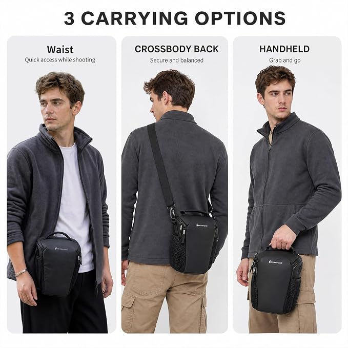Besnfoto Camera Bag Small, Top-Load Holster Case for Mirrorless DSLR Compatible with Sony A7 IV, Canon R5 R6, Nikon Z6 Z7 with 24-70mm Lens, Compact Travel Shoulder Case with Belt Loop - Image 5