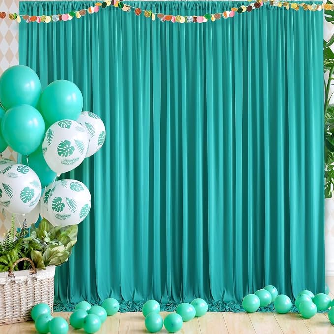 20ft x 10ft Wrinkle Free Turquoise Backdrop Curtains for Parties, Polyester Photo Backdrop Drapes 2 Panels 5x10ft for Wedding Birthday Party Photography Background - Image 4