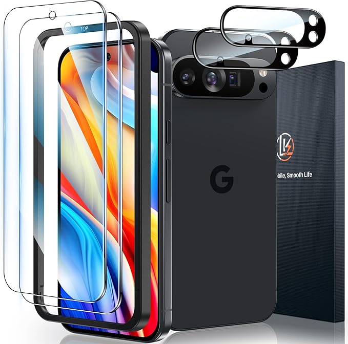 LK 2Pack for Google Pixel 10 Pro XL Screen Protector+2Pack Lens Protector | Fit Lens Cutouts Ports, Max Coverage, HD Clear 9H Tempered Glass Laptop Screen for Google Pixel 10 Pro XL, Easy Install, by LK