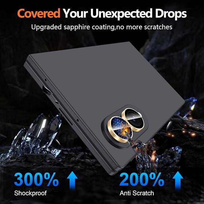 for Samsung Galaxy Z Fold 8 Camera Lens Protector, Individual Metal Ring Tempered Glass Lens Cover, [Strong Adsorption] Scratch Resistant Ultra-Thin HD Clear Lens Cover, 1 Set-Gold Ring - Image 5
