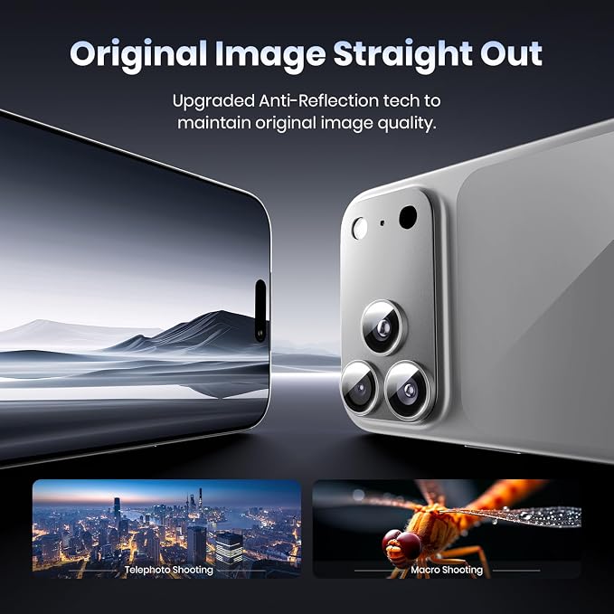 for iPhone 17 Pro Max Camera Lens Protector - 12FT Shatterproof | Military Grade Protection, Strong Adsorption, 9H+ Tempered Glass Camera Screen, Full Protective Cover, Case Friendly, White - Image 4