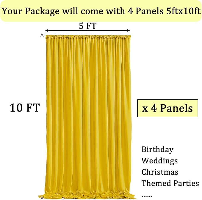 20ft x 10ft Wrinkle Free Yellow Backdrop Curtains for Parties, Thick Fabric Lemon Backdrop Drapes for Weddings Bee Sunflower Birthday Background Baby Shower Decorations - Image 5