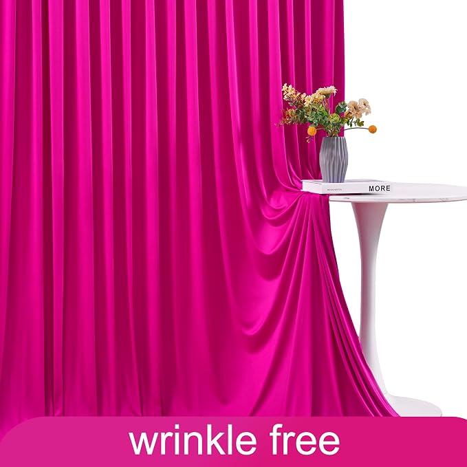 10x10 Fuchsia Backdrop Curtain for Parties Birthday Party Wrinkle Free Hot Pink Photo Curtains Backdrop Drapes Fabric Decoration for Wedding 5ft x 10ft,2 Panels - Image 6