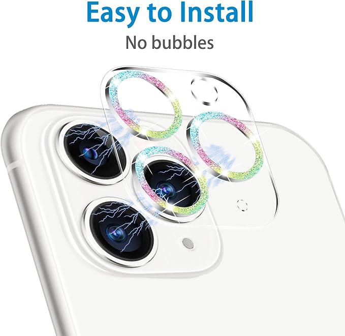 3 Pack Dengduoduo Tempered Glass Camera Lens Protector for iPhone 11 Pro 5.8" & iPhone 11 Pro Max 6.5", Bling Sparkle, Ultra HD, 9H Hardness, Anti-Scratch, Case Friendly, Easy to Install [No Affect on Night Shots] - Image 6