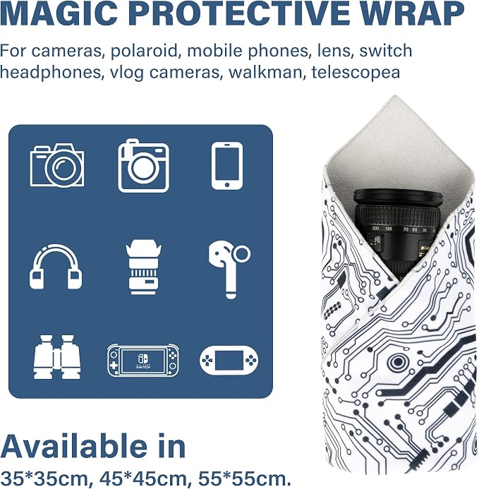 Walking Way Protective Wrap, Self-Adhesive Magic Cloth Camera Wrap, Storage Cloth, Anti-Scratch, Dustproof, Washable Lens Pouch for DSLR, Smartphones, Laptops, Cosmetic - Image 2