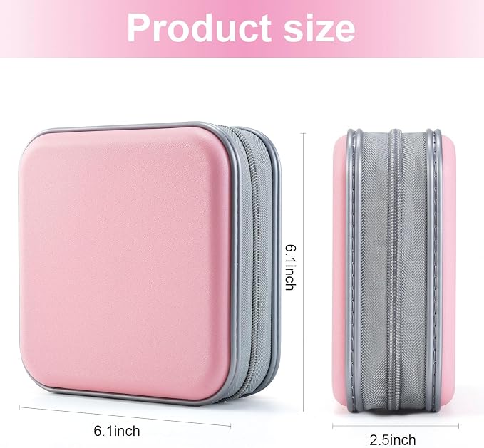 LIOVODE DVD Case, 48 Capacity Hard Plastic CD Case Holder for Car | DVD Storage, Hand Strap, Zipper Closure, Scratch-Resistant Sleeves, CD Storage for Music Blu-Ray Game Disc for Travel Office - Image 7