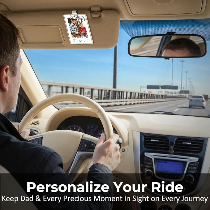 Set of 2 Drive Safe Daddy Gift from Daughter, Son or Wife, Car Visor Photo Holder with 5 Replaceable Quote Cards, for Dad, Husband, New Dad, Stepdad or Grandpa, Photo Clip for Car - Image 6
