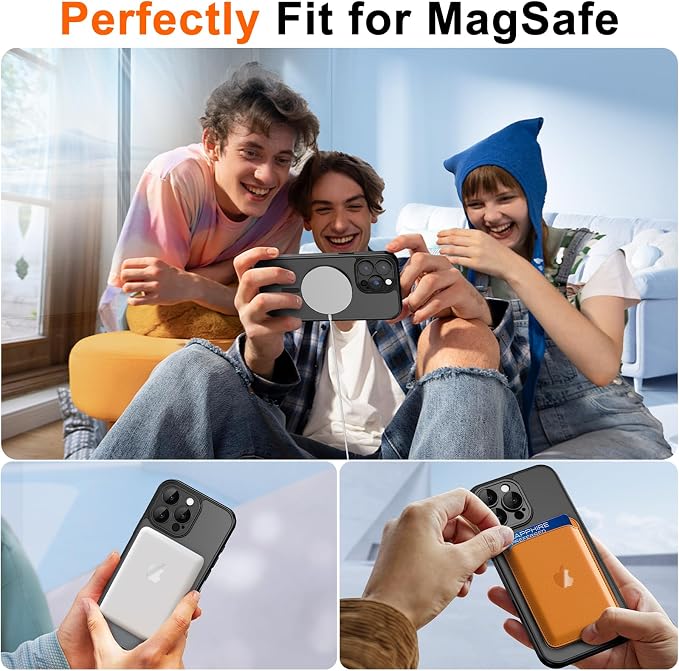 for iPhone 16 Pro Case with Privacy Screen Protector, Black | Full Camera Protection, Matte Translucent, Magnetic, Compatible with MagSafe, Shockproof Phone Cover for iPhone 16 Pro - Image 4