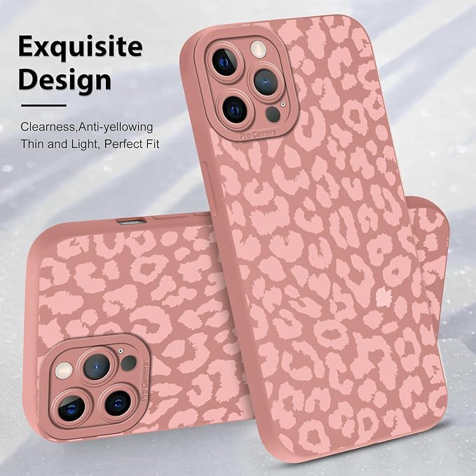 Cute Pink Cheetah Print Phone Case for iPhone 12 Pro Max 6.7" | Aesthetic Leopard Pattern Design Cover Full Camera Lens Protective Shockproof Soft Slim TPU Funda for Women Girls - Image 4