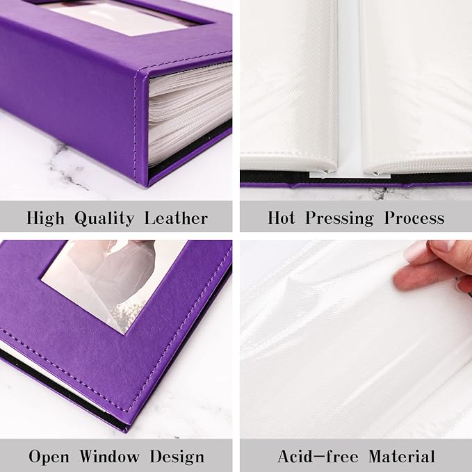 Vienrose Photo Album 4x6 Holds 100 Photos, PU Leather Cover Picture Book with 100 Horizontal Pockets, Slip-in Photo Album for Wedding, Baby Memories, Family, Acid-Free Photo Storage Gift, Purple - Image 5