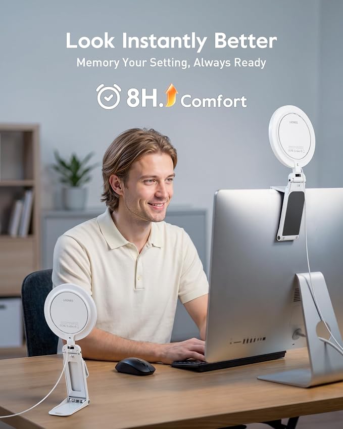 5" Full Screen Computer Lighting for Video conferencing, Streaming | Eye-Caring Ring Light, CRI>97.8, 50 Modes, Memory, Lighting for Zoom meetings, Portable for Laptop, Monitor & Webcam - Image 8