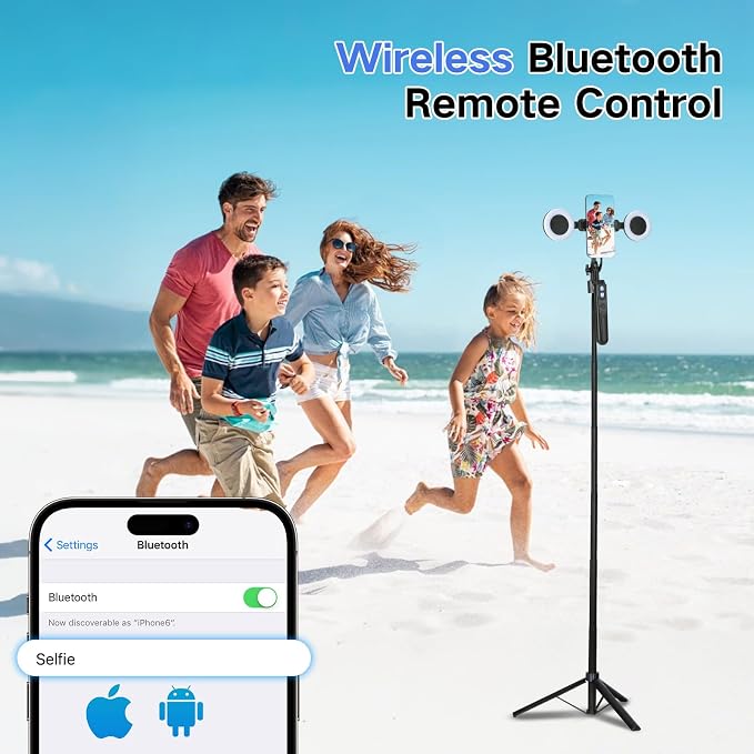 70.9” Auto Face Tracking Tripod for iPhone with Light,360 Rotation that Follows Your Movement,Phone Tripod for iPhone/Android/GoPro,Selfie Stick with Remote for Live Stream Video Recording - Image 5