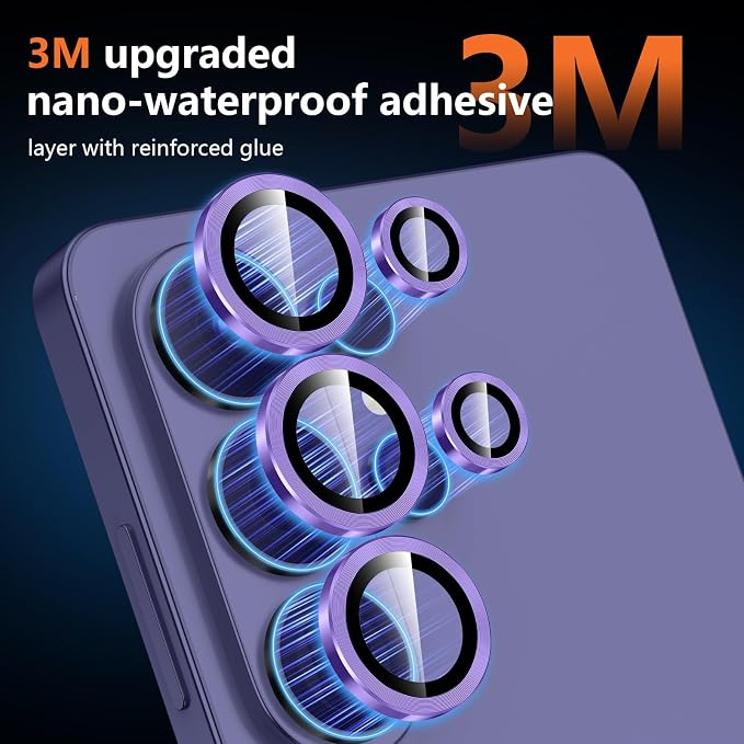 for Samsung Galaxy S26 Ultra Camera Lens Protector, Individual Metal Ring Tempered Glass Lens Cover, [Strong Adsorption] Scratch Resistant Ultra-Thin HD Clear Lens Cover, 1 Set-Purple - Image 4