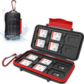 Kiorafoto 24 Slots Memory Card Case for SD Micro SD TF,IPX5 Water-Resistant | Anti-Shock,Memory Card Holder for 12 MicroSD SDXC SDHC TF & 12 SD SDXC SDHC Cards,Hard Shell with Rubber Interior & Carabiner by Kiorafoto