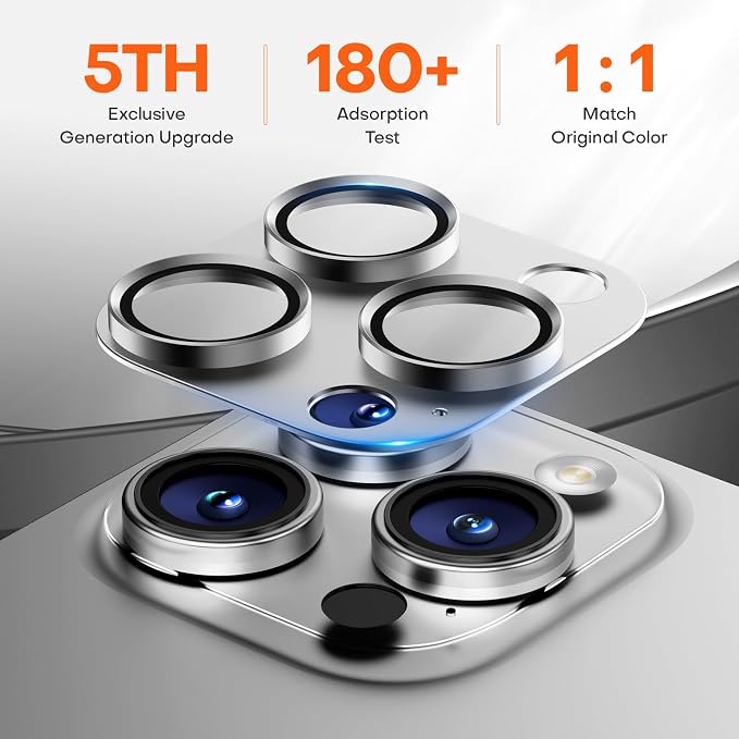 Camera Lens Protector for iPhone 16/15/14 Pro Max & 16/15/14 Pro | White Titanium, Aluminum Alloy, 9H+ Glass Camera Cover, Nano Reinforced Adhesive, Anti-Drop, Anti-Scratch, Case Friendly - Image 3