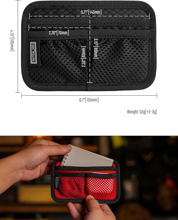 TACTICAL_GEEK TCM3 Mini EDC Organizer Board, Backpack Accessories with Open Pocket & Mesh Pocket, Utility Admin Bag Insert Panel Hook and Loop Modular Organizer for Daily Carry(Red) - Image 2