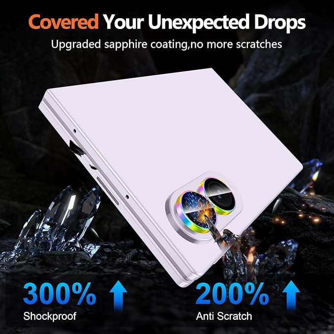 for Samsung Galaxy Z Fold 8 Camera Lens Protector, Individual Metal Ring Tempered Glass Lens Cover, [Strong Adsorption] Scratch Resistant Ultra-Thin HD Clear Lens Cover,1 Set-ColorfulRing - Image 5