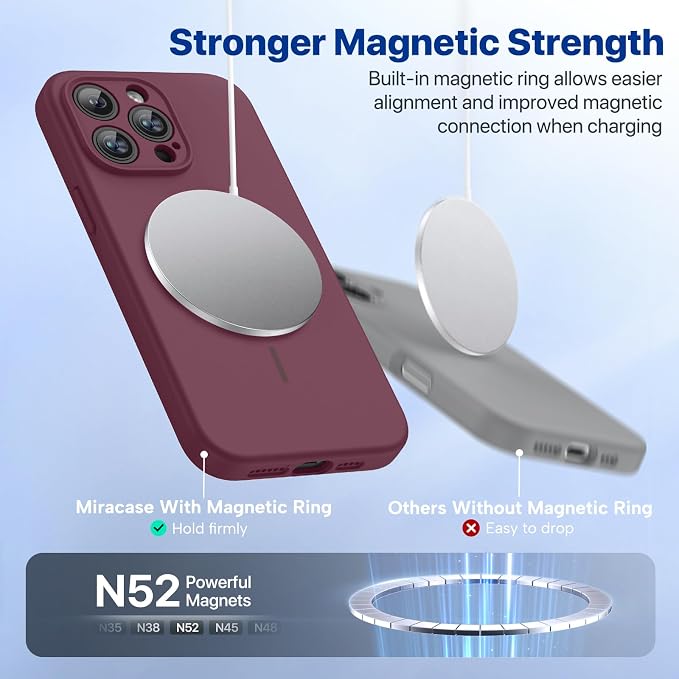 miracase Magnetic for iPhone 14 Pro Max Case, [Soft Anti-Scratch Microfiber Lining], Compatible with MagSafe, Silicone Shockproof Protection Phone Case for iPhone 14 Pro Max,Wine Red - Image 4