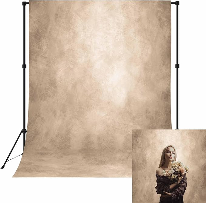 Beige Photography Backdrops Cream Colour Backdrop Vintage Headshot Portrait Photo Props Booth Background Photoshoot Studio Light Tan Texture Abstract Photo Backdrop(8x10ft,Beige) - Image 4