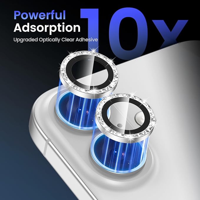 Tensea for iPhone 16/16 Plus Camera Lens Protector Bling, Camera Cover | 9H Tempered Glass Camera Screen Protector, Metal Individual Ring for iPhone16 6.1inch/ 16Plus 6.7inch, HD Clear, Easy Install - Image 4