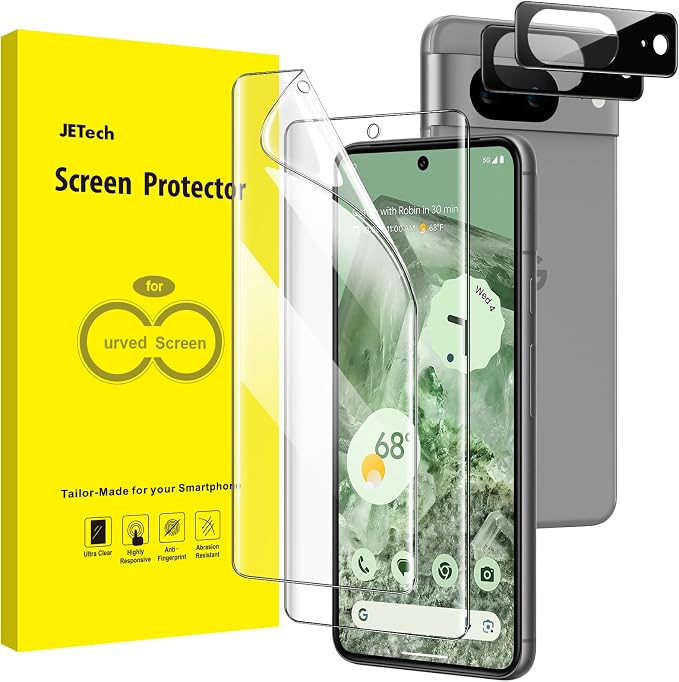 JETech TPU Screen Protector for Google Pixel 8, 2+2 Pack | with Camera Lens Protector, Flexible TPU Film, Fingerprint ID Compatible, HD Clear, Easy Installation by JETech
