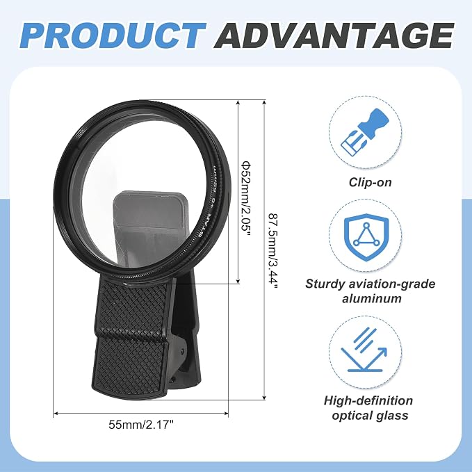 PATIKIL 52mm Phone Camera Lens, Clip-On 6 Point Star Filter Circular Polarizing Lens for Most Smart Phones and DSLR Cameras, Black - Image 2