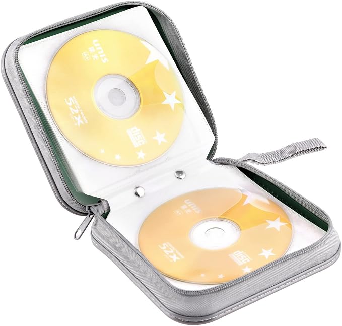CD/DVD Case Wallet, 48 Capacity, Dark Green, Plastic, Portable Storage Organizer | Zipper‑DVD Organizer, Scratch‑Resistant Sleeves Shield Discs From Dust & Damp; Stores Music, Video, Gaming & Blu‑ray Discs - Image 5