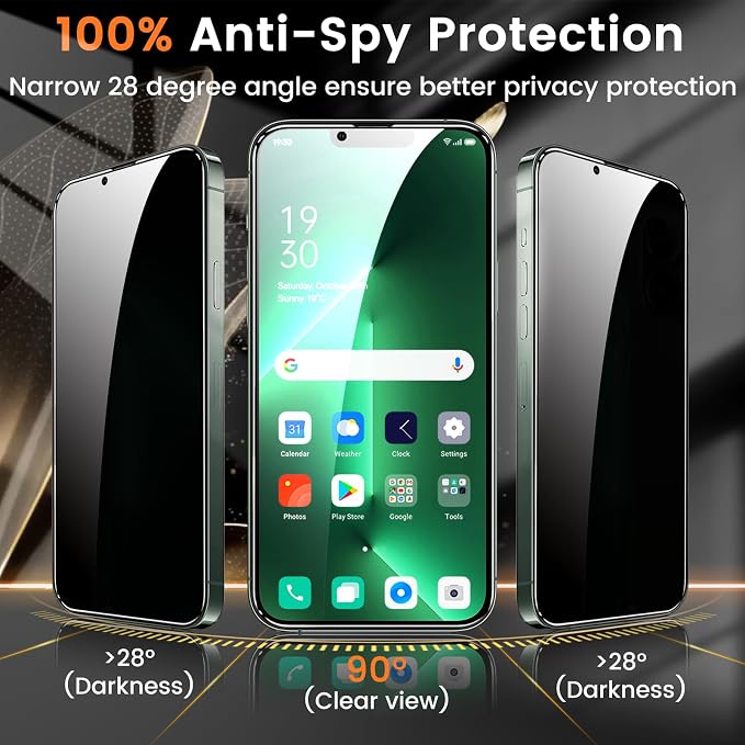 Lesakit 3+3 Pack Privacy Screen Protector for iPhone 13 Pro Max 6.7-Inch with 3 Pack Camera Lens Protector, Anti Spy Tempered Glass Film 9H Hardness Bubble Free Case Friendly - Image 3