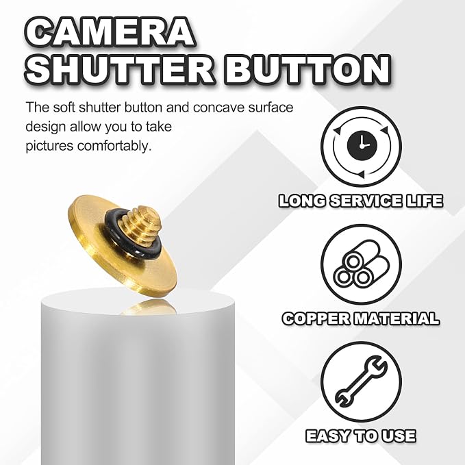 PATIKIL Camera Shutter Button, 3 Pack 10mm Convex Surface Shutter Release Buttons Pure Copper Camera Button for Nikon for Fujifilm for Leica DSLR/SLR, Gold - Image 4
