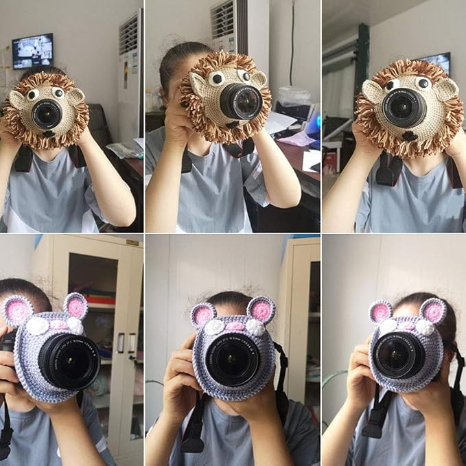 Shutter Hugger,Camera Lens Stand Camera Buddies Shutter Hugger Photography Props, Handmade Pet Knitted Lens Accessories Pet for Portable Video Devices(Color:Blue) - Image 7