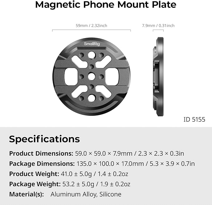 SMALLRIG Magnetic Phone Mount Plate for iPhone 17/16/15/14/13 | with Cold Shoe Mount & 1/4"-20 Threaded Hole, for DJI Mic 2, Vlogging, Live Streaming, Smartphone Filming - Image 6