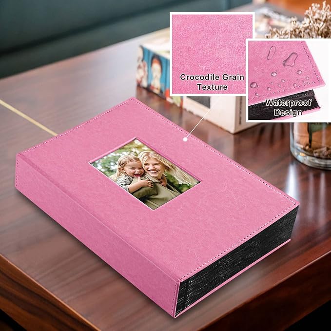 Ywlake Photo Album 4x6 300 Pockets, Leather Photo Albums Holds 300 Horizontal Only Pictures Pink - Image 2