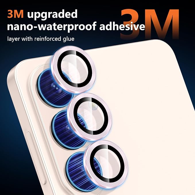 for Samsung Galaxy S26 Plus Camera Lens Protector, Individual Metal Ring Tempered Glass Lens Cover, [Strong Adsorption] Scratch Resistant Ultra-Thin HD Clear Lens Cover, 1 Set-Pink - Image 4