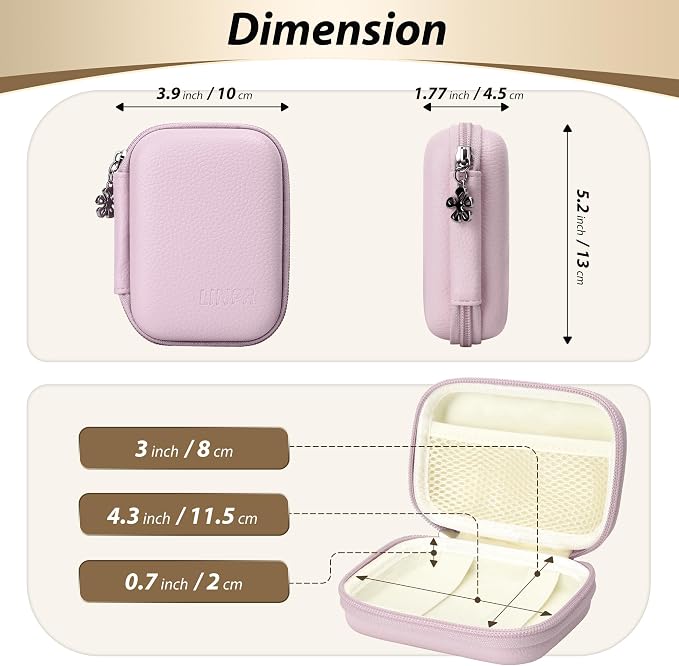 Digital Camera Case for KODAK PIXPRO FZ55/FZ45, Case Only, Purple | Fits CAMKORY DC403 and Canon PowerShot ELPH 360 HS Compact Digital Cameras, Small Hard Shell Camera Pouch with Mesh Pocket - Image 2