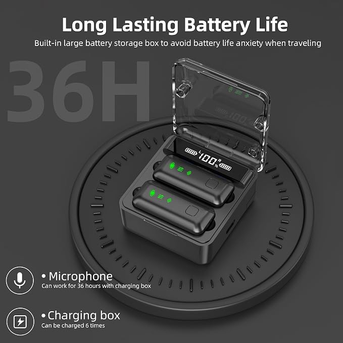 Wireless Lavalier Microphone with 36H Charging Case, Mini Lapel Mic for iPhone Android PC, Plug-and-Play USB-C/Lightning, 165FT Range for Podcast, Live Streaming, Recording - Image 4