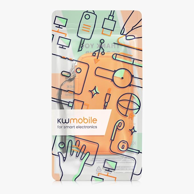 kwmobile Universal Phone Pouch Size XL - 6.7/6.8" - Neoprene Smartphone Pouch with Zip - Water-Repellent Mobile Phone Case - Sleeve in Neon Orange - Image 7