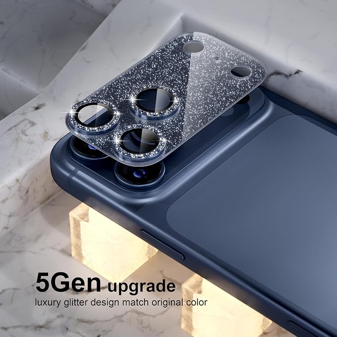 Choiche for iPhone 17 Pro Max Camera Lens Protector, Glitter-Deep Blue | Bling Metal Camera Cover with 9H Tempered Glass Lens Screen Protector Accessories, Strong Adsorption, Case-Friendly, 6.9-inch - Image 7