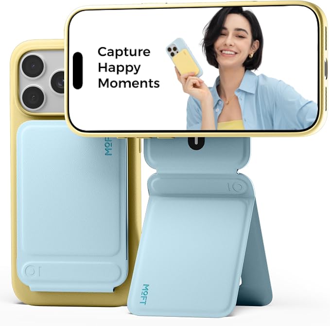 MOFT Phone Tripod Stand, Portable Selfie Stick for iPhone, Mulit-Angle | Pocket Size | Strong Magnets l MOVAS Leather | Magsafe Compatible | Easy to Charge | Stylish |For Content Creators by MOFT