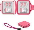 JJC Small SD Card Case Holder for 4 SD & 8 Micro SD Memory Cards, Hot Pink | 12 Slots, Slim & Lightweight Design, Water-Resistant & Shockproof, Soft EVA Interior, Includes Wrist Strap, Easy to Carry by JJC