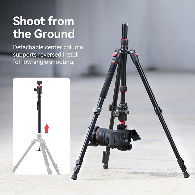 ULANZI TT31 72.4" Claw Quick Release Aluminum Camera Tripod & Monopod, Panorama 360° Ball Head Detachable w 180°Revertible Legs, Up Load 8.82lb, for Sony/Canon/Nikon/Fujifilm and More - Image 6