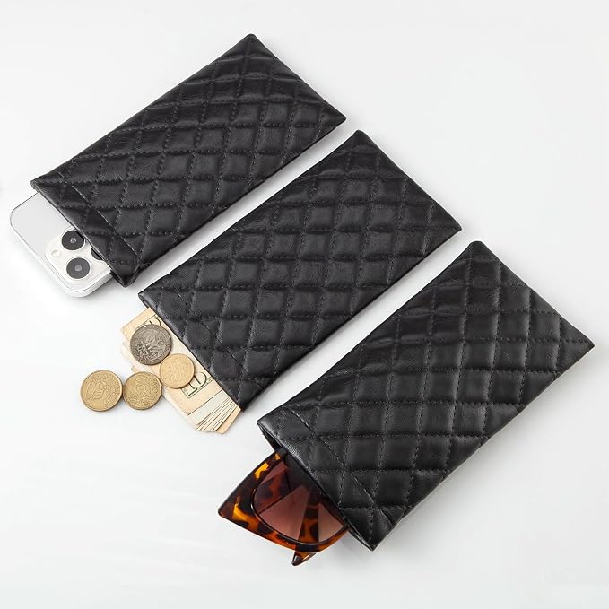 TRIUMPH VISION Eyeglass Case Glasses Case Soft Sunglass Pouch Sleeve 3 Pack | Slim Lightweight Alternative to Bulky Case, Leather Lined Protect Lens, Squeeze Easy to Use, Stylish Portable for Daily Use - Image 5
