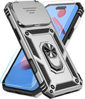 SunStory Phone Case for iPhone 17 Pro Max Case with HD Screen Protector & Slide Camera Cover & Rotated Ring Kickstand, [Military-Grade] Phone Case for iPhone 17 Pro Max, Silver by SunStory