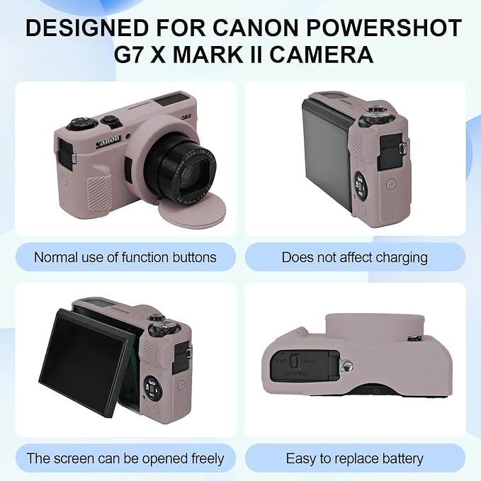 Case with Removable Lens Cover for Canon G7X Mark II/G7XII Camera(Gray) | Soft Silicone Camera Protective Case,Slim Fit,Anti-Scratch,Dustproof,Shockproof,Camera Accessories,For Travel,Daily Use - Image 2